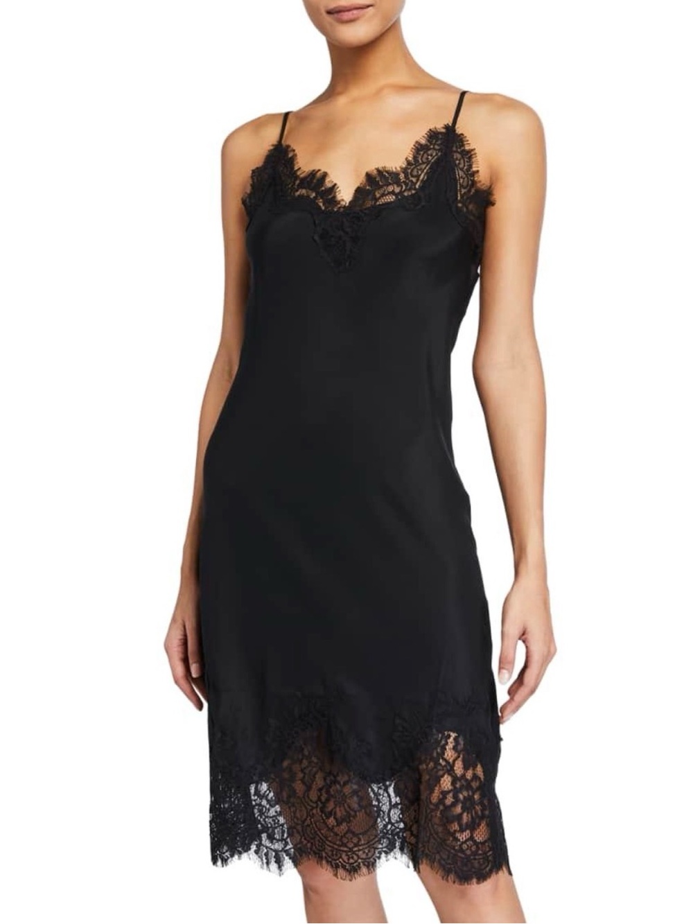NWT Gold Hawk 100% Silk Lace Slip Dress Black Blush S